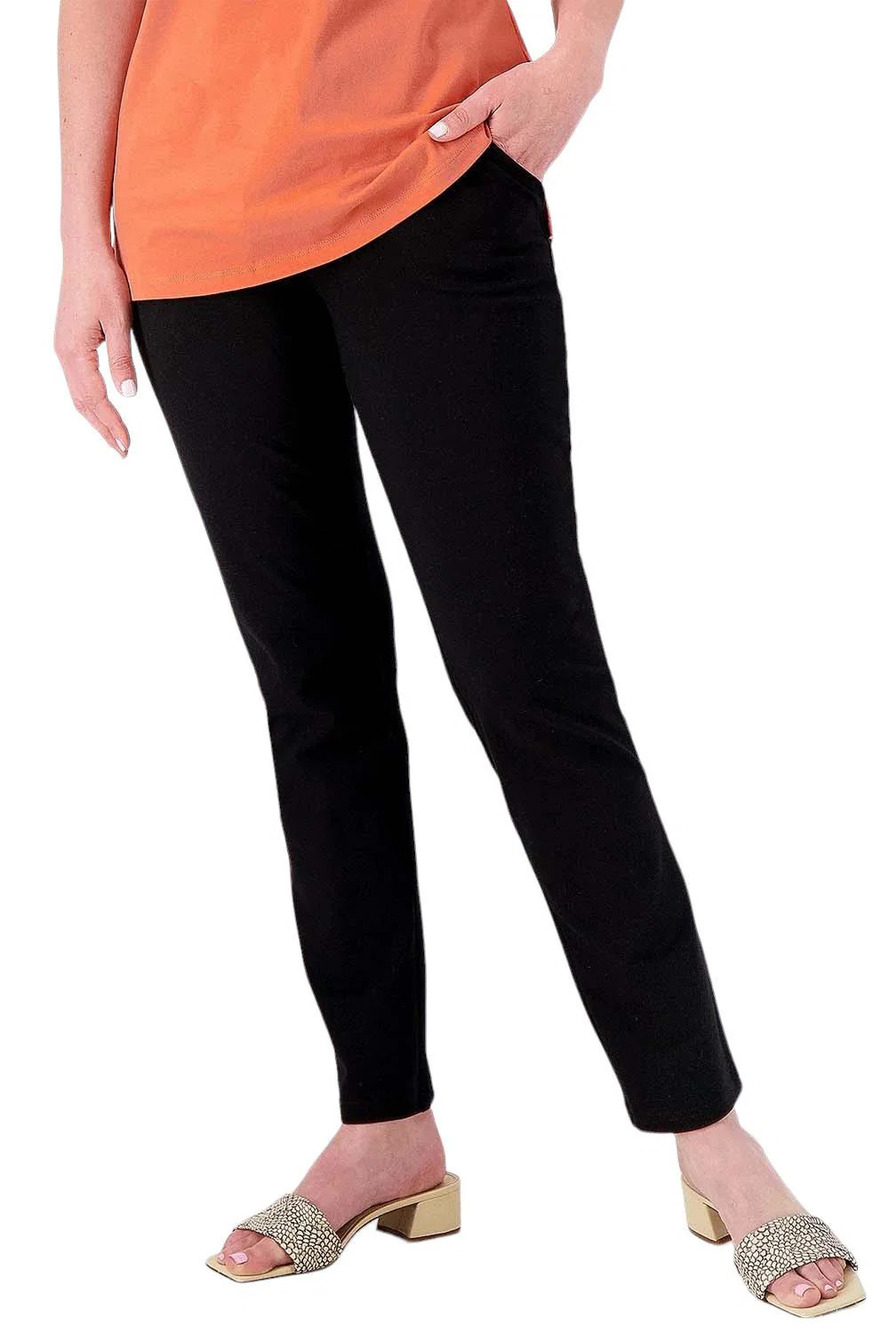 Denim & Co. Women's Active Duo Stretch Slim Straight Pants Black - Regular